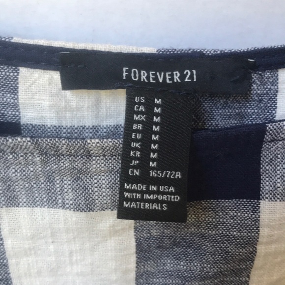 Forever 21 blue and white plaid crop top - Picture 2 of 3